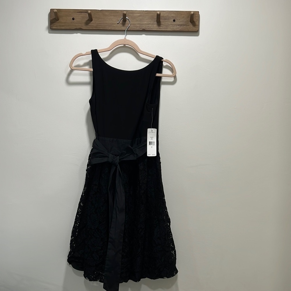 RALPH Lauren Sleeveless Black Dress Size 8 Lace Bow Cocktail